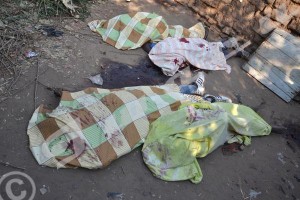 Août 2015 :  4 civiles ( membres du CNDD-FDD )  assassinés par un groupe d'escadron de la mort à Bujumbura ( Photo; Police Nationale du Burundi PNB ) 