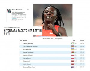 Francine NIYONSABA - 800M Femme - IAAF