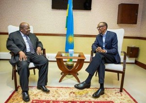 S.E. Benjamin Mkapa, ancien président de Tanzania et facilitateur du Dialogue inter-Burundais a rencontré jeudi 17 mars 2016 le président du Rwanda Paul Kagame ( Photo : ikiriho )