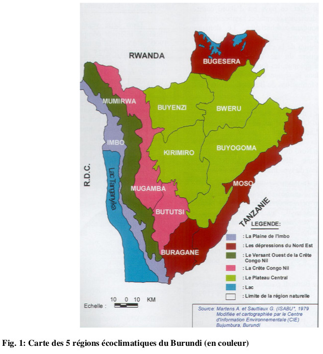 Figure - Source : MINISTERE DE L’EAU, DE L’ENVIRONNEMENT, DE L’AMENAGEMENT DU TERRITOIRE ET DE L’URBANISME - DESCRIPTION DU BURUNDI : Aspects physiques - Par Nzigidahera Benoît Bujumbura, Mars 2012