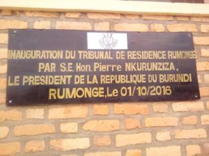 Burundi : Inauguration du Tribunal de Résidence de la commune de Rumonge ( Photo : Kamenge Twinyoni 2016 )