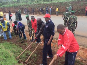 Burundi : TDC à Ngozi - Débroussailler le long de la RN15 GITEGA-NGOZI  ( Photo :  C. Sinzinkayo   2016 )