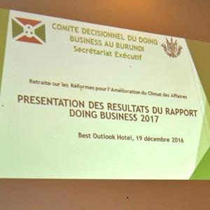 Burundi / Doing Business 2017 : Création d'entreprises - 18ème mondial et 1er EAC ( Photo : API 2016 )