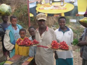 Vente de fraises à Bugarama ( Photo : Petit futé )