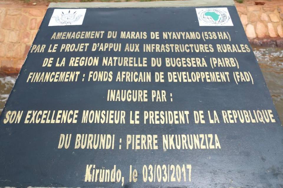 Burundi : Inauguration l'amenagement du marais de Nyavyamo à Kirundo ( Photo : ikiriho 2017 )