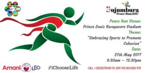 Burundi / AGENDA :  27-05-2017, de 8h30 à 12h30, Stade Prince Louis Rwagasore, Bujumbura Peace Run 2017