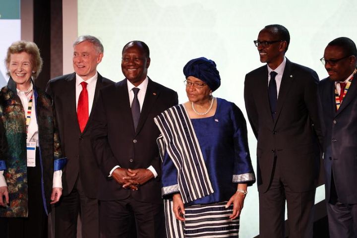 Abidjan.net Présidence par DR Le Chef de l'Etat a pris part à la cérémonie de remise du ''Prix MO Ibrahim'', à Kigali Vendredi 27 avril 2018. Kigali (Rwanda). @ABIDJAN.NET