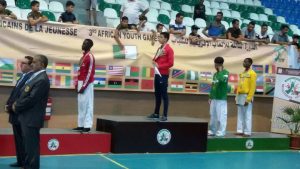 Burundi : Terimbere, Karaté , Médaille d'argent U18 , JAJ 2018 à ALGER ( Photo : ikirihoSport 2018 )