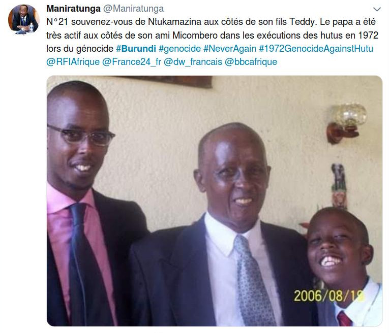 Burundi : NTUKAMAZINA, père de MAZINA Teddy, était un - Génocidaire - de 1972 ( Photo : MANIRATUNGA Albert 2019 )