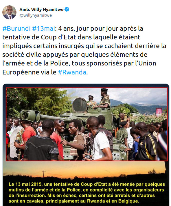 Burundi - Histoire : Mai 2015 et Novembre 1965 - 2 Coups d'Etat militaires Géopolitiques