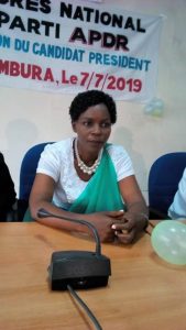 Burundi :  Mme NIBIRIRA candidat APDR aux présidentielles 2020 ( Photo : NAWE.BI   2019 )