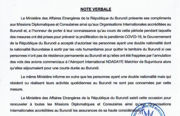 Burundi / COVID-19 : Conditions de voyage pour les binationaux