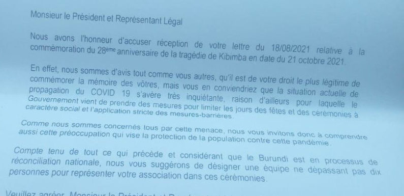 BURUNDI : AC GENOCIDE CIRIMOSO commémore KIBIMBA le 21 octobre 2021