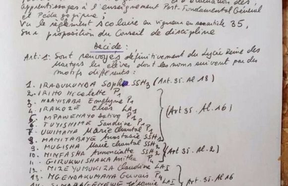 BuRuNDi : Expulsion de 16 élèves au Lycée des Martyrs de MuRaMBa / MuYiNGa