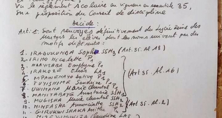 BuRuNDi : Expulsion de 16 élèves au Lycée des Martyrs de MuRaMBa / MuYiNGa