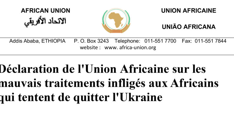BuRuNDi : L’ UA dénonce le racisme observé en UKRAINE contre les NOIRS