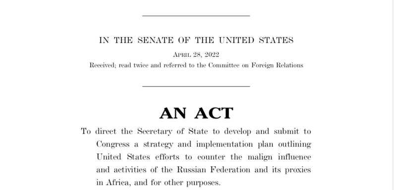 Burundi : Les USA sortent une loi contre la Russie en Afrique