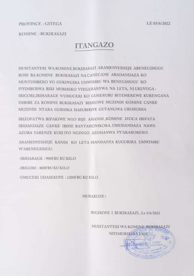 bdi burundi interdiction venteharicotrizmais 01 03062022 jimberemagazine