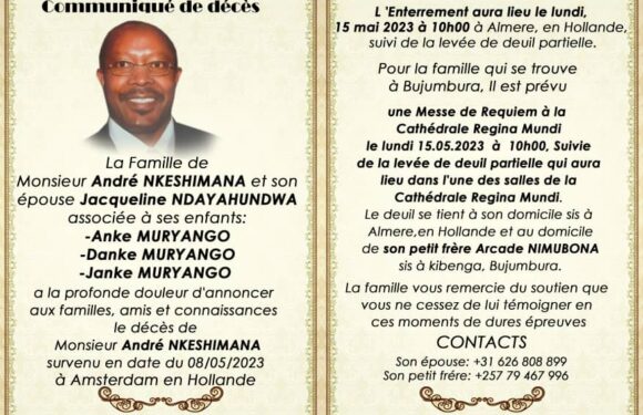 Nécrologie : Nkeshimana André d’Izere, figure de la Diaspora du Burundi , nous quitte.