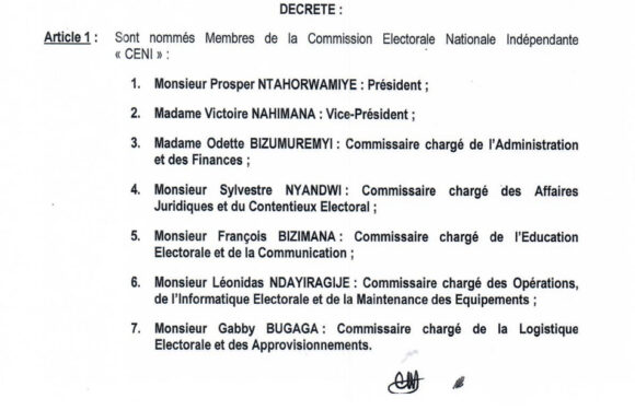 Burundi : Nouvelle équipe de la CENI pour les élections de 2025