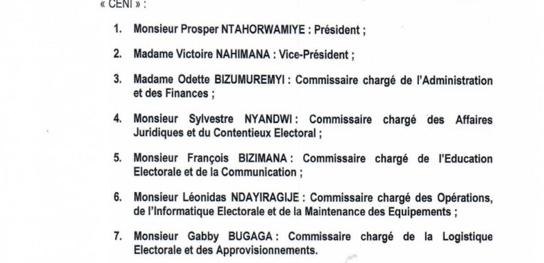 Burundi : Nouvelle équipe de la CENI pour les élections de 2025