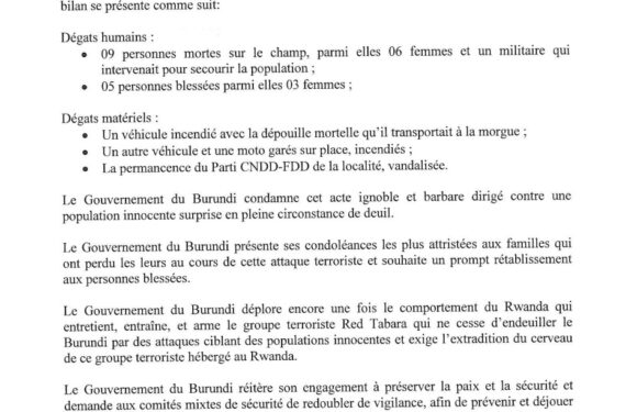 Burundi / Rwanda : Tensions montent après une tragique attaque terroriste à Bubanza.