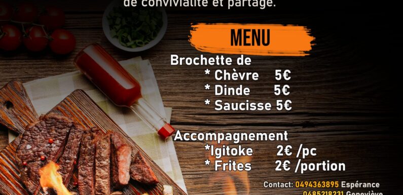 Burundi / Agenda : 29-06-2024 à 15h, Lot Belgique, Barbecue Umuryango.