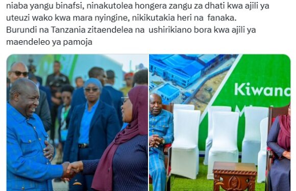 Burundi / Tanzanie : Ndayishimiye salue la victoire électorale de Suluhu Samia Hassan.